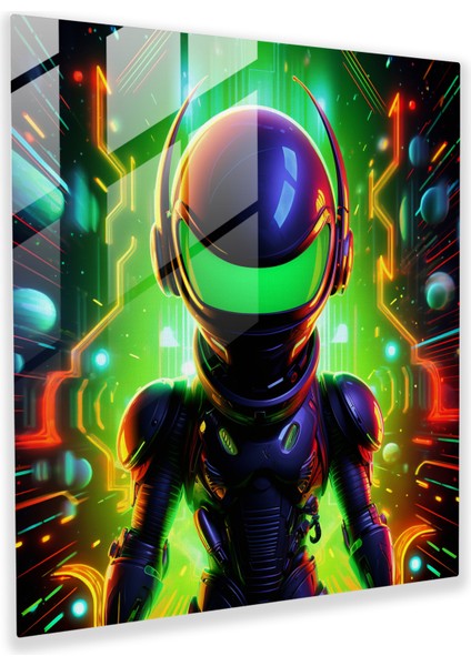 Şık Cam Tablo - Looney Tunes Temalı Duvar Dekorasyonu ve Fütüristik Dijital Sanat Eseri