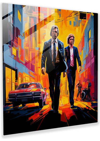 Pulp Fiction Cam Tablo - Şehirli Neon Graffiti Sanatı - Pulp Fiction Cam Sanat Graffiti Tarzı Şehir Sokakları