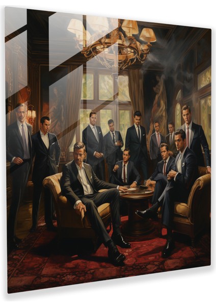 Transcendent Izlenimler Cam Tablo - Lüks Ortamda Elite Mob Toplantısı - Cam Duvar Sanatı