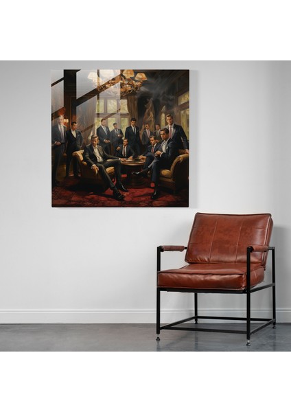 Transcendent Izlenimler Cam Tablo - Lüks Ortamda Elite Mob Toplantısı - Cam Duvar Sanatı modelleri