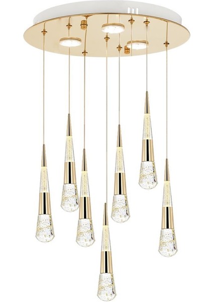 1606-6+1 7li Sarkıt LED Gold Avize