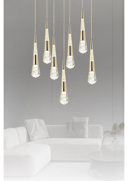 1606-6+1 7li Sarkıt LED Gold Avize fiyatları