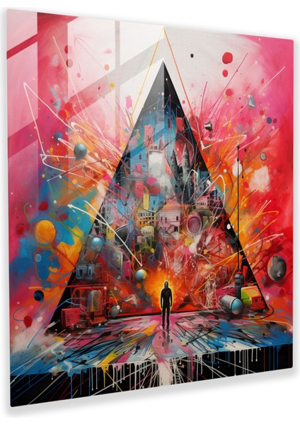 Pink Floyd Cam Tablo - Canlı Grafiti Füzyonu - Pink Floyd Canlı Grafiti Tarzı Cam Tablo Ev Dekorasyonu