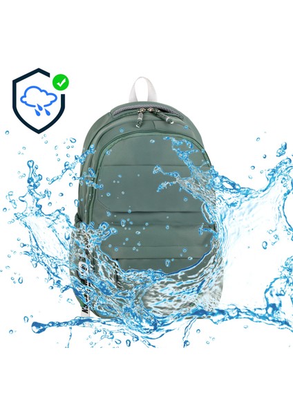 Su Itici Terletmez Kumaş Lise ve Ortaokul Unisex Sırt Çantası Günlük Çanta Özel Kumaş Cepli Desenli