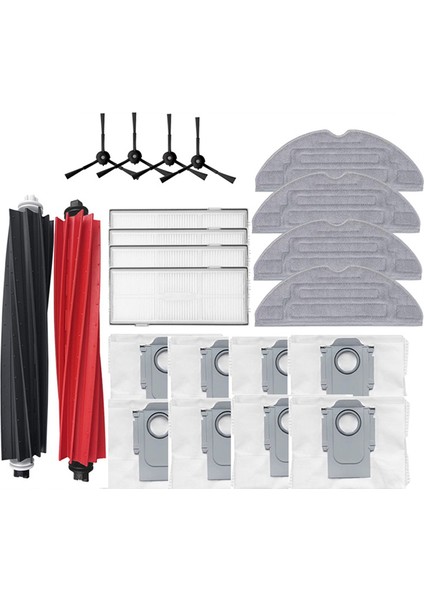 S8 Plus S8+ Pro Elektrikli Süpürge Hepa Filtre Paspas Bezi Toz Torbası Kitleri Için Çift Ana Fırça Silindiri (Yurt Dışından)