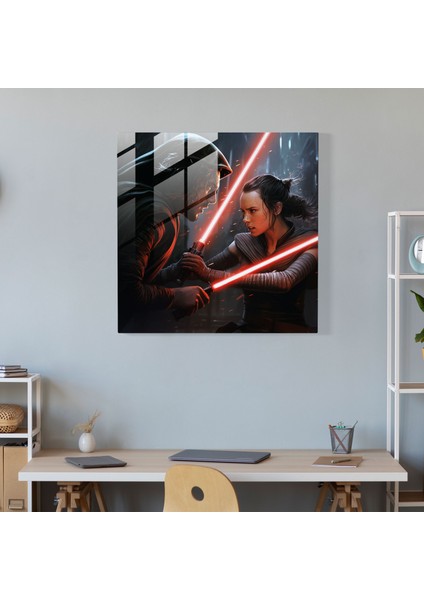 Star Wars Işın Kılıcı Dövüşü Cam Tablo - Yıldız Savaşları Cam Duvar Sanatı Cam Sanatı fiyatları