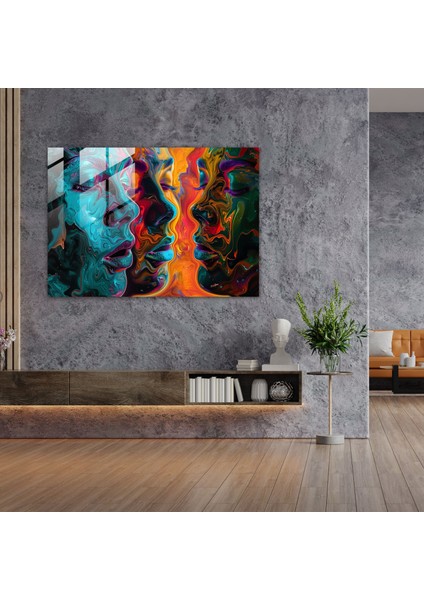 Canlı Eritilen Yüzler Cam Tablo - Salvador Dali Modern Sanat Cam Tablo modelleri