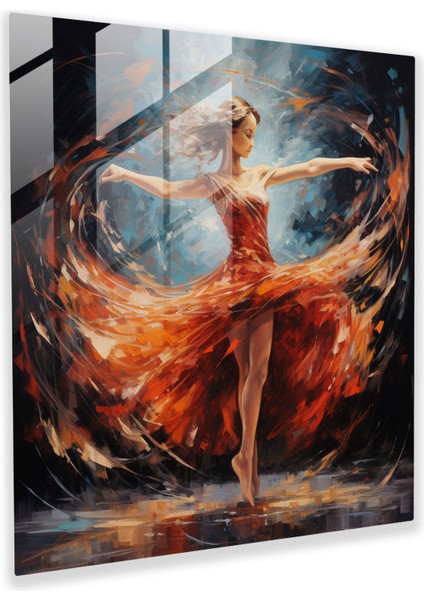 Balerin Dinamik Cam Tablo - Balerin Akrilik Boyama Modern Sanat Cam Tablo