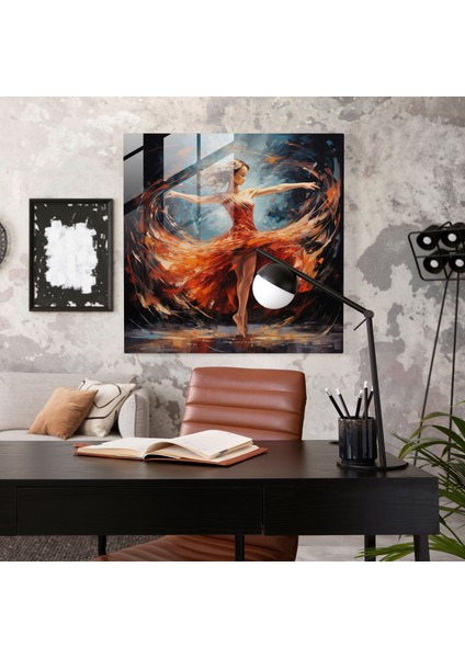 Balerin Dinamik Cam Tablo - Balerin Akrilik Boyama Modern Sanat Cam Tablo modelleri