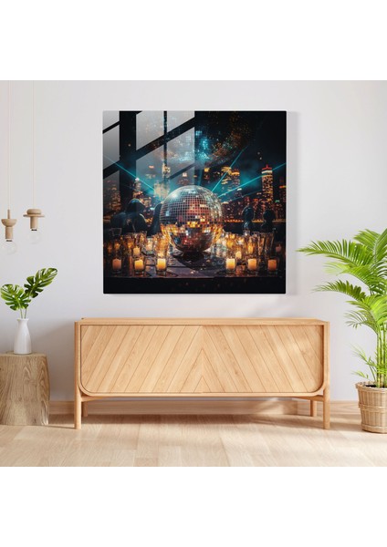 Eğlenceli Retro Disko Cam Tablo - Eğlenceli Cam Sanat Parıldayan Cam Duvar Sanatı fiyatları