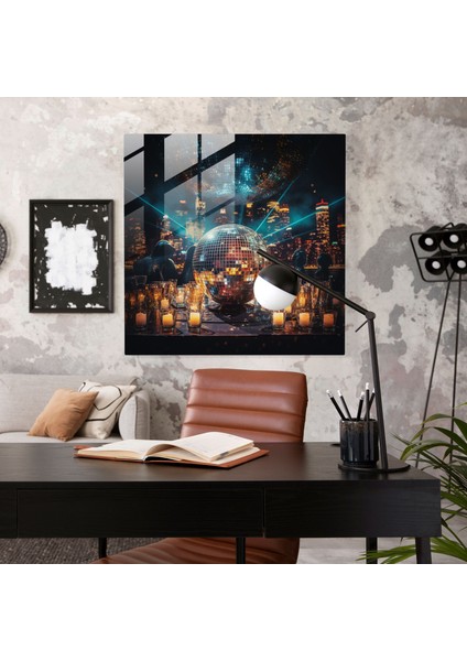 Eğlenceli Retro Disko Cam Tablo - Eğlenceli Cam Sanat Parıldayan Cam Duvar Sanatı modelleri