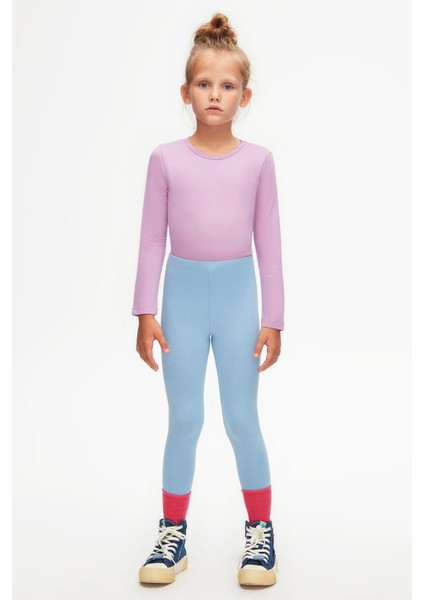 Koyu Mavi Basic Kız Çocuk Yazlık Tayt