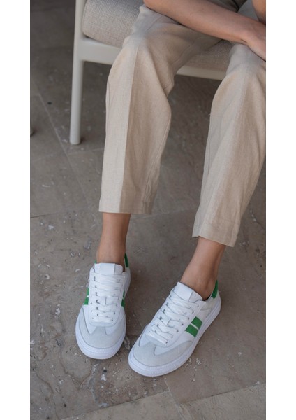 Wear Beyaz-Yeşil Hakiki Deri Spor Ayakkabi fırsatları