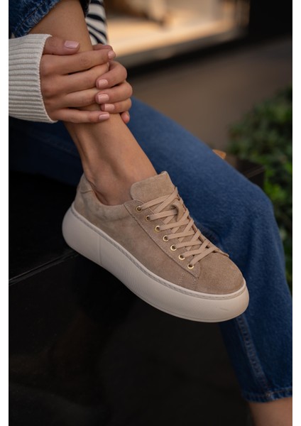 Finn Bej Süet Hakiki Deri Kadın Spor Ayakkabi