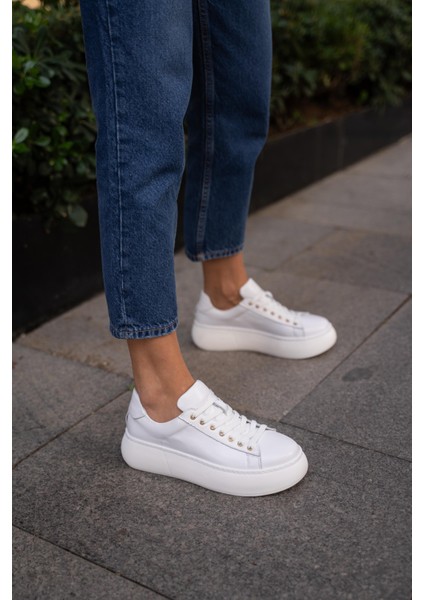 Finn Beyaz Deri Hakiki Deri Kadın Spor Ayakkabi modelleri