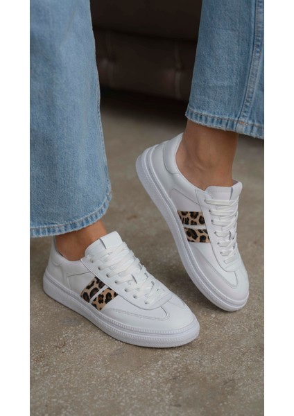 Wear Beyaz-Leopar Hakiki Deri Spor Ayakkabi fiyatları