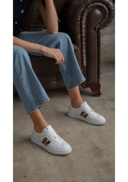 Wear Beyaz-Leopar Hakiki Deri Spor Ayakkabi fırsatları
