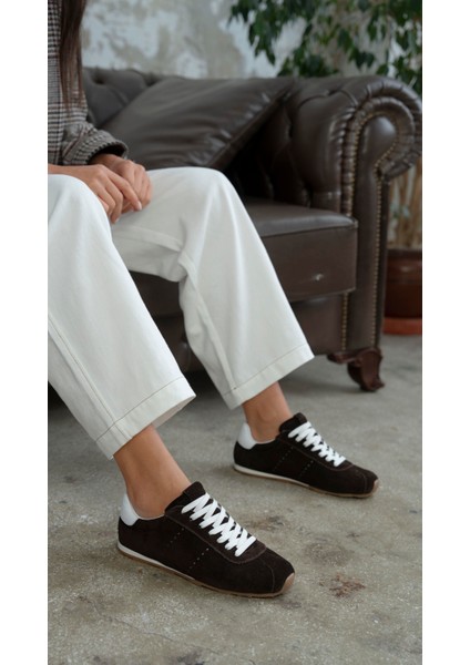 Embid Kahve Süet Hakiki Deri Spor Ayakkabi