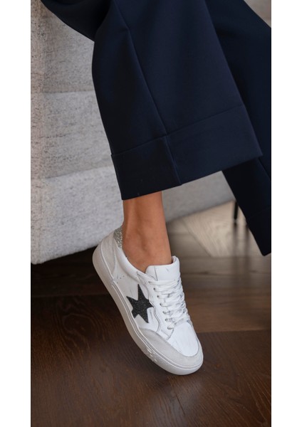 Harden Beyaz Hakiki Deri Spor Ayakkabi