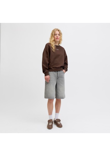 Kadin Minimal Logo Baskili Sweatshirt - Studio fırsatları