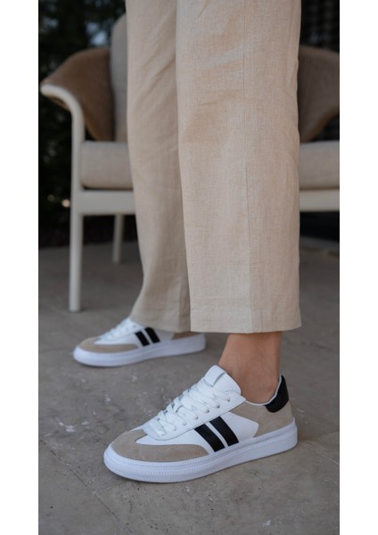 Wear Beyaz-Siyah Hakiki Deri Spor Ayakkabi