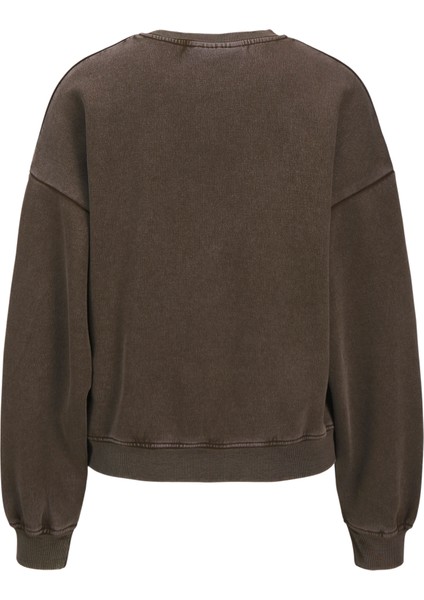 Kadin Bisiklet Yaka Baskili Sweatshirt - Britta
