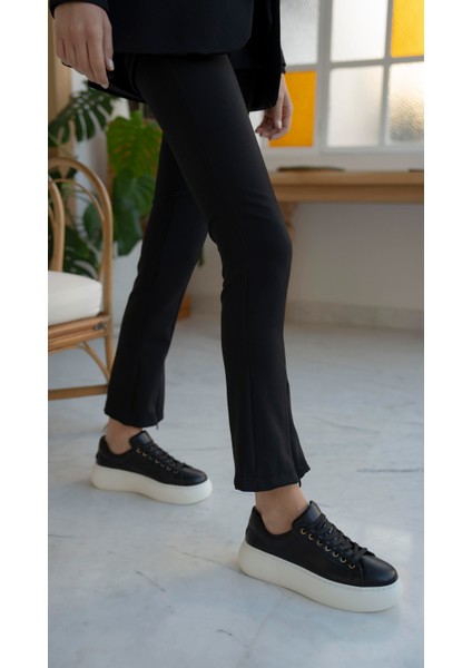 Finn Siyah Deri Hakiki Deri Kadın Spor Ayakkabi fırsatları