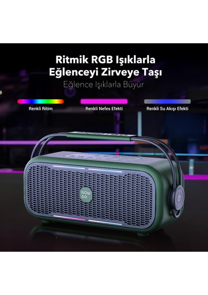 NowGo C1 100W Taşınabilir RGB Bluetooth Hoparlör Mikrofonlu Karaoke Parti Speaker Bej