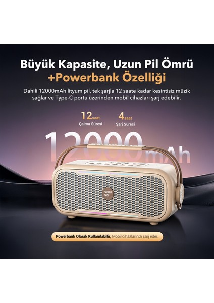 NowGo C1 100W Taşınabilir RGB Bluetooth Hoparlör Mikrofonlu Karaoke Parti Speaker Yeşil fırsatları