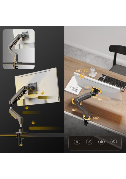 North Bayou Nb F80 Tek Kol Amortisörlü Monitör Tutucu – 17"-32" Ekran, 2-6.5 kg Taşıma Kapasiteli fırsatları