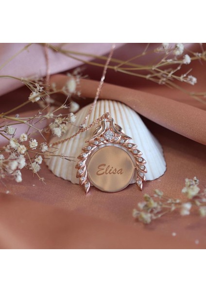 Kuşlu Zirkon Taşlı Isim Yazılabilir Rose Gold Kaplama Gümüş Kolye fiyatları