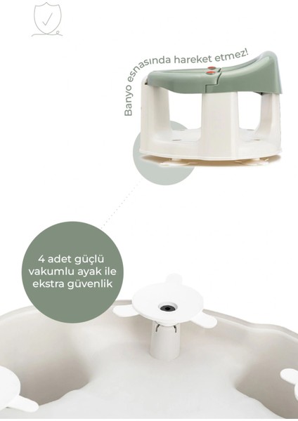 Babyjem Önden Açılır Banyo ve Mama Oturağı ve Minderi - 2 ' Li Set Soft Yeşil