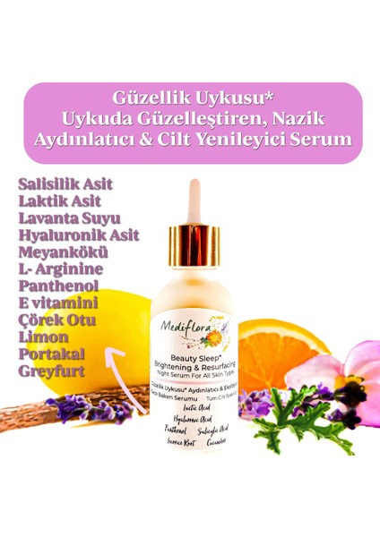 Güzellik Uykusu- Aydınlatıcı & Eksfolyan Gece Bakım Serumu (Aha %6 Bha %2)