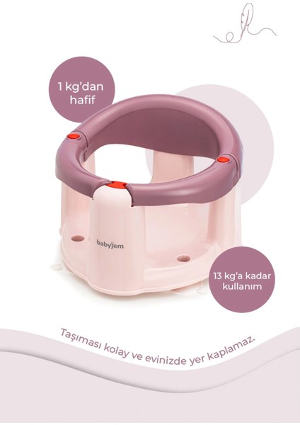Babyjem Önden Açılır Banyo ve Mama Oturağı ve Minderi - 2 'Li Set Mürdüm