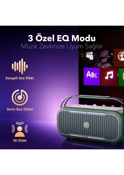 NowGo C2 60W Taşınabilir RGB Bluetooth Hoparlör IPX4 Parti Speaker Yeşil