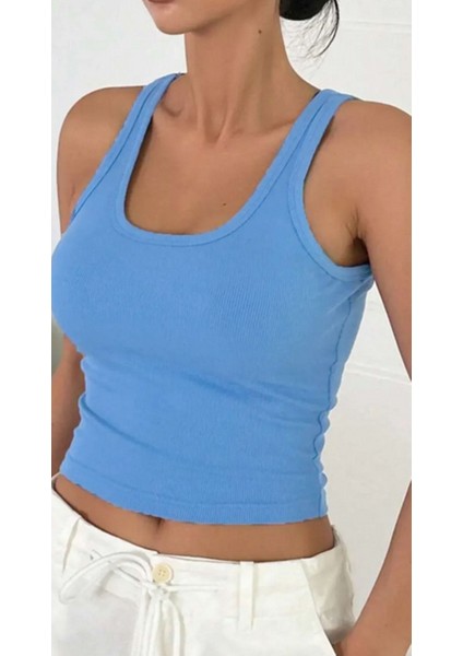 GreyModa Kadın Fitilli crop kısa