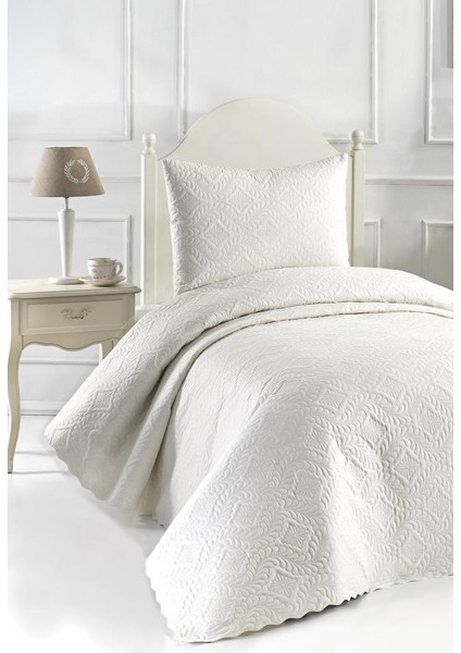 Ultrasonik Kapitoneli Elite Tek Kişilik Yatak Örtüsü Krem