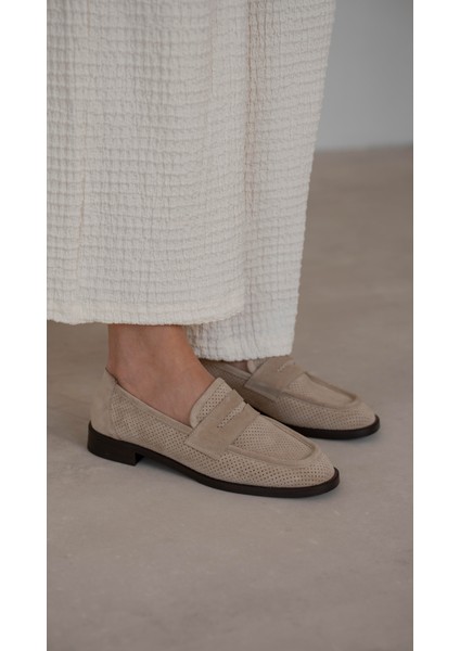 Looney Bej Süet Hakiki Deri MAKOSEN