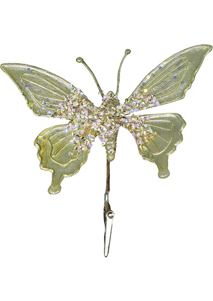 Yılbaşı Süsü Klipsli Kelebek Altın 15 cm