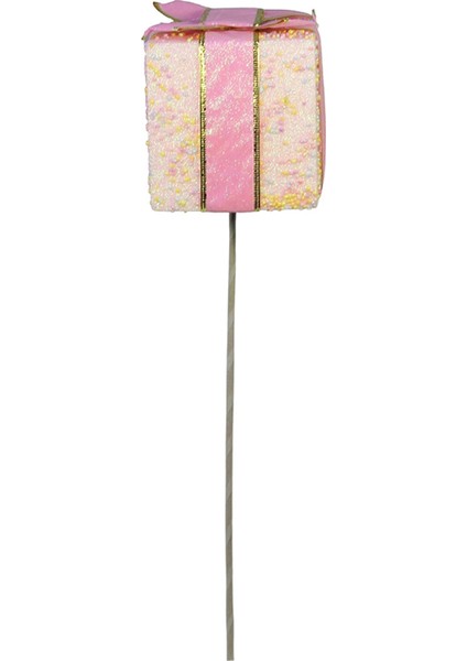 Yılbaşı Süsü Çubuklu Hediye Kutusu Pembe 40 cm