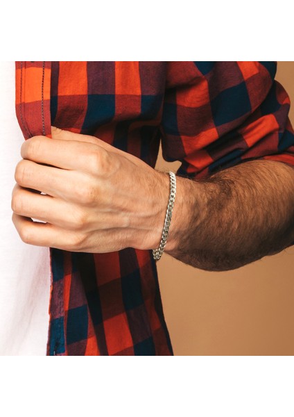 925 Ayar Gümüş 5mm Erkek Gurmet Zincir Bileklik Kararma Yapmaz