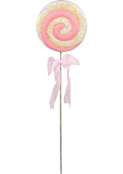 Işıltılı Yılbaşı Lolipop Süs Toz Pembe 40 cm