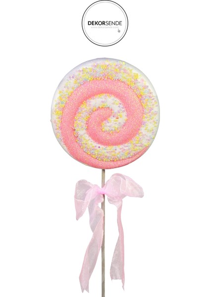 Işıltılı Yılbaşı Lolipop Süs Toz Pembe 40 cm fiyatları