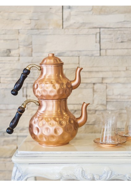 Bakır Çaydanlık Gamzeli Model Mat Bakır Renk fiyatları