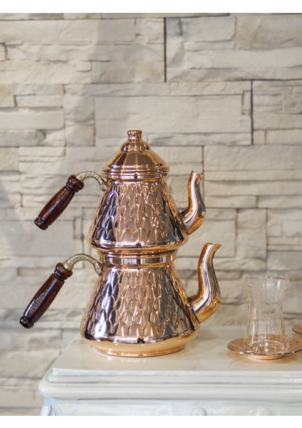 Bakır Çaydanlık Baklava Dilimli Model Bakır Renk fırsatları