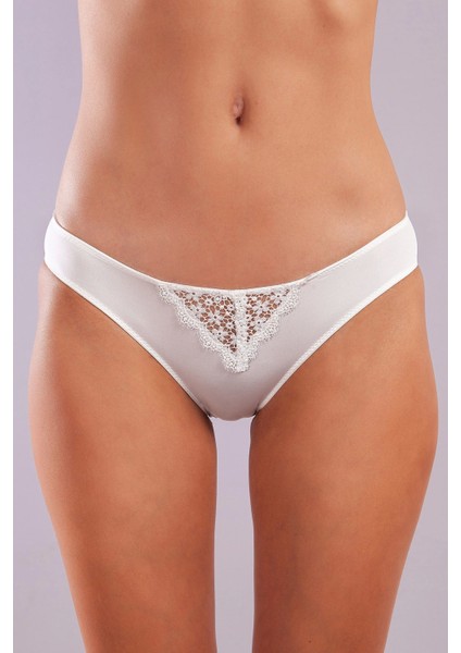 Golshan Garland Mini Slip, Kadın Güpürlü Ekru Külot