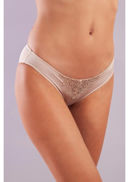 Golshan Garland Mini Slip, Kadın Güpürlü Ten Külot