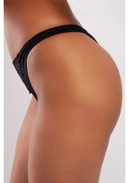 Golshan Garland Mini String, Kadın Güpürlü Siyah Külot fiyatları