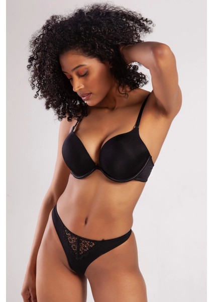 Golshan Garland Mini String, Kadın Güpürlü Siyah Külot modelleri