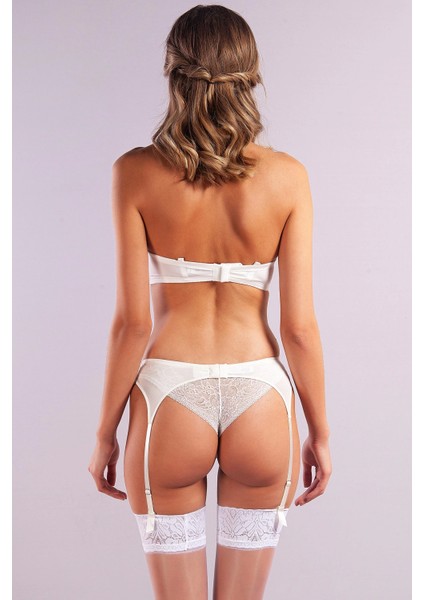 Golshan Gala Mini String, Kadın Dantelli Ekru Külot